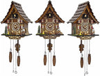 Cuckoo Clock for Wall Art: 12 Melodies, Volume Control, Night Mode, Germany Style Black Forest Retro Traditional Handcrafted Wooden House Home Decor, Gifts for Family (8.75 X 23inch)