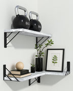 BAYKA Wall Shelves for Bedroom Decor, Floating Wall Shelves for Living Room Kitchen Storage, Mounted Rustic Wood Floating Shelves for Kids Books,Corner Shelves for Bathroom(Gray White，Set of 3) | for Bedroom Decor, Floating Shelves, for Kids Books, for...