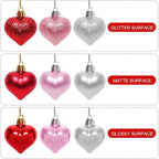 36 Pcs Valentines Day Heart Ornaments Red Pink Silver Heart Shaped Tree Hanging Baubles Valentine's Decorations for Valentine Wedding Anniversary