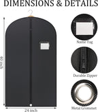 24 Pack Black Garment Bag Bulk for Closet Storage 40 Inch Hanging Suit Bags Cover Clothes Cover for Hanging with Zipper and Clear Window for Travel Men Coat Jacket Dance Dress