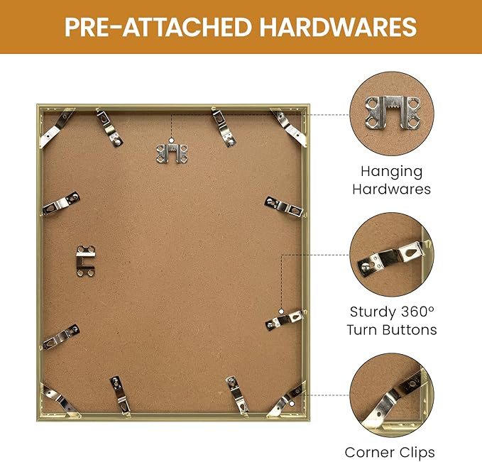 12x14 Aluminum Metal Picture Frame,Tempered Glass Gold Photo Frame 12x14 for Family Photo,Posters,Art,Document to Wall Mount Horizontally or Vertically