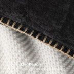 decorUhome Spring Chenille Soft Cozy Throw Pillow Covers 22x22 Set of 2, Modern Farmhouse Boho Velvet Decorative Euro Sham Pillow Cases with Stitched Edge for Couch Sofa Bed Home Decor, Black