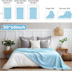 Tinideya 6 Pcs Flannel Fleece Throw Blanket Bulk 50 x 60 Inch Soft Fleece Blanket Warm Throw Blankets Coral Blankets for Couch Sofa Home Wedding Gifts Season (Sky Blue)