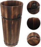 ABOOFAN Wooden Umbrella Stand for Entryway Rustic Umbrella Holder Freestanding Cane Stand Decorative Umbrella Rack Tall Basket Flower Vase for Laundry Bathroom