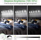 SineRise 5-Light Brushed Nickel Vanity Light with 3 Color Modes (3000K/4000K/6000K), Eye Protection LED Bathroom Light Fixture, Dimmable Modern Wall Light Over Mirror with Clear Glass Shade