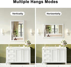 Bathroom Mirror for Over Sink,24x36Inch White Thick Anti-Rust Metal Frame, Rectangle Decorative Wall Mirror with HD Tempered Glass, Horizontal or Vertical Mount for Vanity, Bathroom,Living Room