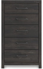 Signature Design by Ashley Delmorta Rustic 5-Drawer Chest of Drawers with Safety Stop, Gray