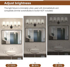Kvhilw Bathroom Vanity Light, Matte Black Bathroom Light Fixtures, 5-Light Lighting Fixtures Over Miror, Modern Wall Sconce with Flared White Fabric Shade, E26 Socket(ETL Listed)