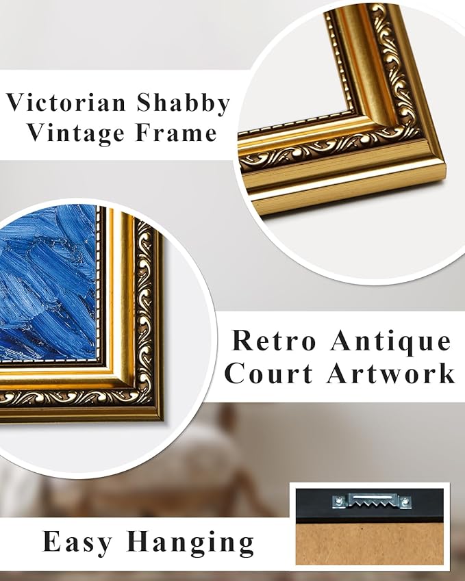 ARPEOTCY Vintage Gold Framed Wall Art Decor, 11x14 Inch Watercolor Wildflower & Sky Picture, Farmhouse Landscape Wall Art for Living Room Bedroom, Retro Kitchen Prints, Rustic Bathroom Decor Aesthetic