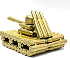 Bullet Shell Military Vehicle Sculptures - Handmade Tank, Airplane, Warship Metal Art Decor for Home, Office, Study Room for Men, Veterans (95 Tank)