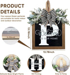 Ultra Large 14'' Last Name All Year Round Front Door Wreath with 26 Initial Letter Welcome Sign All Seasons Eucalyptus Garland and Bow Wreaths for Front Door Porch Farmhouse Decoration (P)