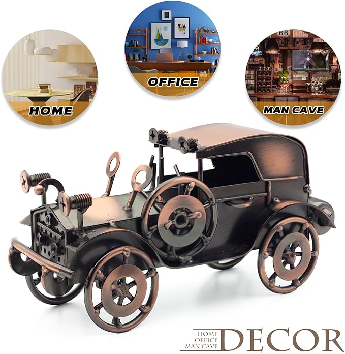 Classic Car Gifts for Men, Unique Cool Birthday Gift Ideas, Vintage Car Decor for Room, Home, Office, Man Cave, Garage, Antique Scrap Metal Model Car Ornaments (M-1)