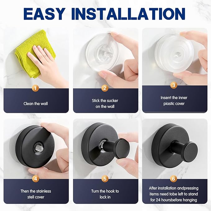 Removable & Reusable Suction Cup Hooks for Shower, Heavy Duty No-Drill Cup Hooks for Towels, Robes, Loofah–Wreath Hangers for Front Doors,Doors & Smooth Surfaces (Silver, 4 Pack)