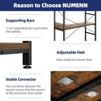 NUMENN 6 Tier Corner Bookshelf, Modern Corner Bookcase, Large Open Shelf Bookcase, Tall Bookshelves Storage Display Rack for Bedroom, Living Room and Home Office, Vintage