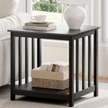 Treocho End Table, 24 Inch Square Side Table Living Room with 2-Tier Storage Shelf, Modern Nightstand for Living Room, Bedroom, Office, Black