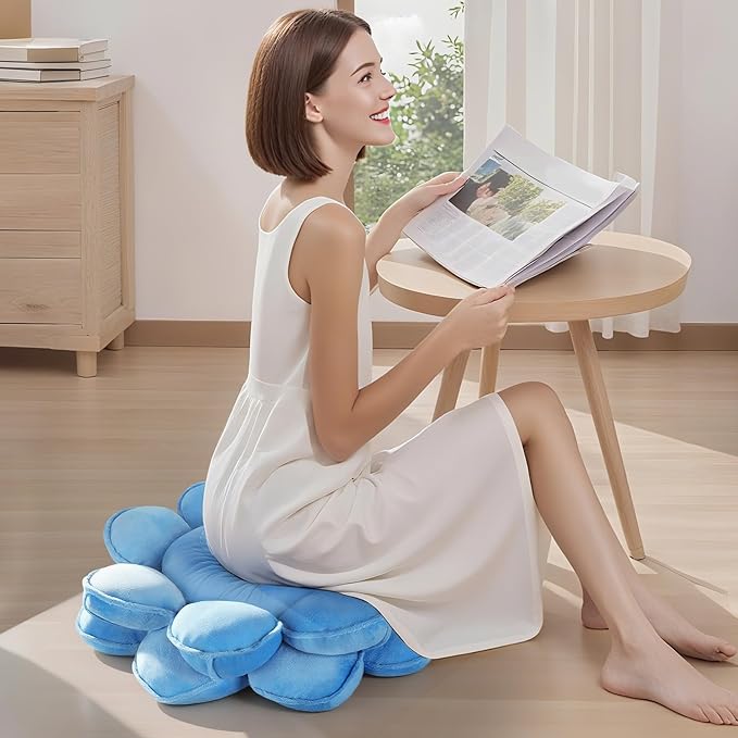 Lotus Flower Floor Pillows, Large Cushion Inspired by Lotus Flower Design, Decorative Seating for Living Room, Bedroom, and Lounge, Soft Washable Floor Cushion for Relaxation, and Family Activities