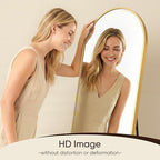 Antok Full Length Mirror, 78"x38" Floor Mirror, Arched Floor Standing Freestanding Arch Full Body Mirrors with Stand for Bedroom, Hanging Mounted for Living Room Cloakroom,Gold