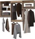 Modular Closet System, 60" Wide Organizer With Hanging Shelving, Wood Tower Storage for Walk-In Closets, Wall Mounted Wardrobe Kit, Bedroom