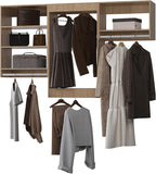 Modular Closet System, 60" Wide Organizer With Hanging Shelving, Wood Tower Storage for Walk-In Closets, Wall Mounted Wardrobe Kit, Bedroom