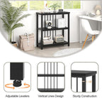 FOLUBAN Bookshelf, Modern 3 Tier Bookcase, Wood and Metal Book Shelves for Living Room Office Bedroom, Rustic Black Oak