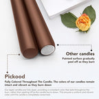 New Burning Formula Unscented Dripless 10-Inch Taper Candles Set of 12 - Cocoa Brown, for Wedding, Dinner - Smokeless, Long Burning - Hand Poured, Colored Tall Candlesticks - Marrón Cacao