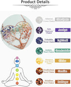 Jovivi 7 Chakra Heart Crystal Tree Hanging Ornament Healing Crystals Stones Gemstone Room Bedroom Wall Home Yoga Decor for Feng Shui Meditation Christmas Tree Ornament