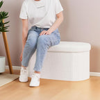 30 Inches Ottoman with Storage,Bedroom Bench with Storage, Ottoman Foot Rest for Living Room,30" L x 15" W x 15" H-White