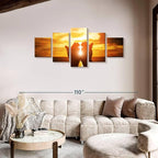 Elephant Stock Religion Wall Art Multi Piece Canvas - 5 Panel Christian Pictures Decor - Digital Design Canvas Print - Christian Wall Decor - 80" X 36"