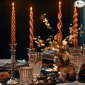 Nuanchu 4 Pcs 7.87 Inch Twisted Taper Candles Wax Unscented Smokeless Spiral Swirl Candlesticks for Wedding Holiday Dinner Party Home Decorations(Brown)