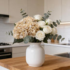 Kimura's Cabin 6pcs Cream Fake Hydrangea Flowers Artificiales Bouquets Faux Silk Hydrangea with Stems for Home Wedding Party Table Core Decoration (Beige)