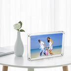 Acrylic Photo Frames 6x8'', Magnetic Acrylic Block Picture Frame, Desktop Frameless Photograph Display (2 Pack)