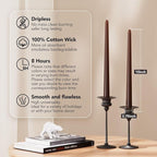 10-Inch Tall Dripless Taper Candles Set of 4 - Cocoa Brown Tapered Candles, Perfect for Spring - Smokeless, Unscented, Long Burning - Hand Poured, Colored Tall Candlesticks - Chocolates