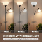 Luvkczc 72" Floor Lamp with Table, Adjustable Reading Lights, Modern Torchiere Floor Lamps for Living Room, Bedroom, Office,Black【Bulb not Included】