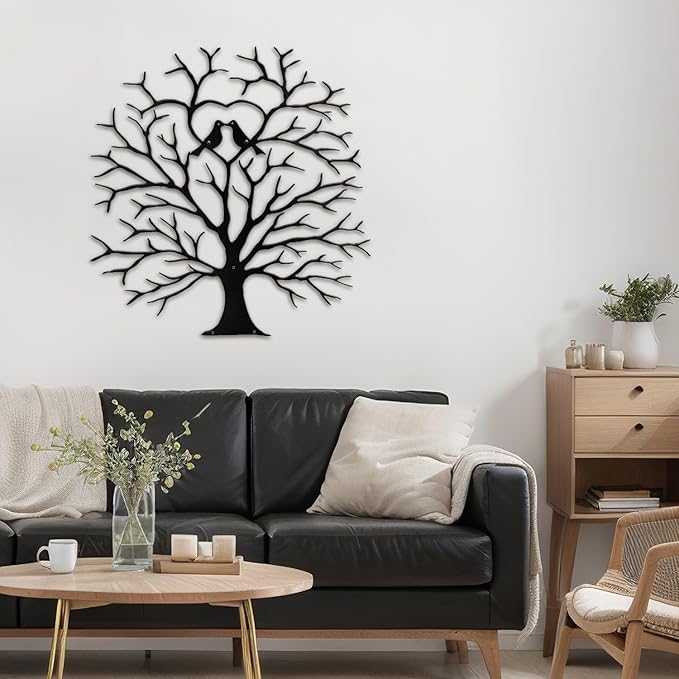 SIGNLEADER Metal Wall Art Decor Heart-Shaped Tree of Love Abstract Wall Sculpture Hangings Home Decoration for Living Room, Bedroom, Bathroom, Kitchen, Outdoor - 36" Black