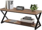 IBF Wood Entryway Bench, Wooden and Metal Bedroom Indoor Bench, Industrial Shoe Bench with Storage and Seating, Farmhouse Entry Bench for Foyer Entrance Hallway Living Dining Room, Rustic Oak, 47 Inch