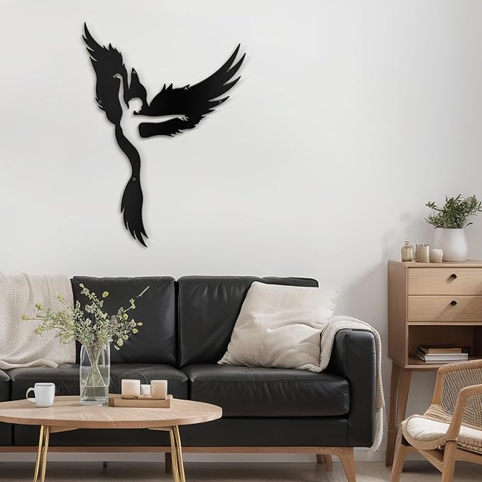 SIGNLEADER Metal Wall Art Decor Angel Minimalist Modern Abstract Wall Sculpture Hangings Home Decoration for Living Room, Bedroom, Bathroom, Kitchen, Outdoor - 24" Black