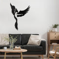 SIGNLEADER Metal Wall Art Decor Angel Minimalist Modern Abstract Wall Sculpture Hangings Home Decoration for Living Room, Bedroom, Bathroom, Kitchen, Outdoor - 36" Black