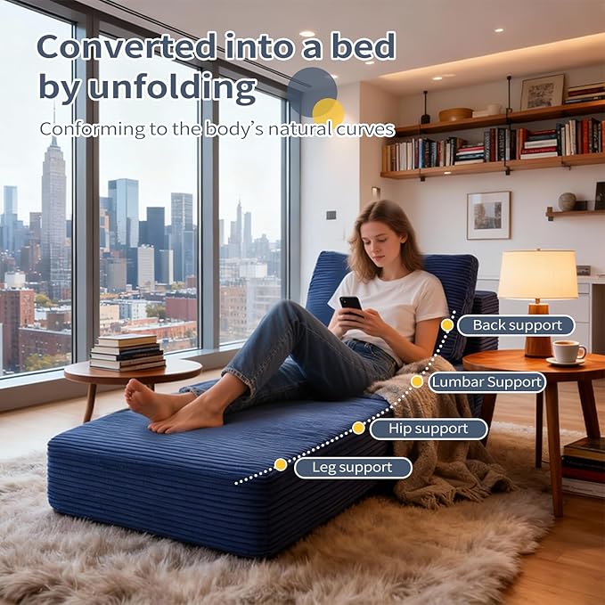 FILUXE Modular Sectional Sofa, Modern Modular Sofa Couch with Deep Seat，Comfy Cloud Couch, Sectional Couches for Living Room, Bedroom and Apartment，1-Seater，Navy Blue