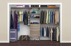 ClosetMaid SuiteSymphony Wood Closet Organizer Kit with Tower, 3 Hang Rods, Top Shelves, 4 Drawers, Modern Adjustable, Fits Spaces 6-10 ft. Wide, Natural Grey
