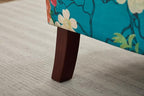 KEIKI Floral Accent Chair for Living Room - Stylish Vintage Elegance with Retro Wood Legs, Upholstered Armchair for Modern Comfort