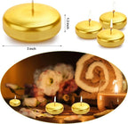 Floating Candles 3 Inch Unscented Dripless Wax 13-15Hours Burning, 12/24/36Pack Wedding Party Candles,for Centerpieces Suitable for Cylindrical Vases,Swimming Pool,Restaurant Decoration(12Pack,Gold)