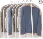 Garment Bags for Hanging Clothes, 6 PCs All Clear Garment Bag, Plastic Dustproof Suit Bag, Coat Protector Zippered Garment Covers for Closet Storage and Travel - 24'' x 40''/6 Pack