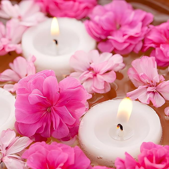 Floating Candles 3 Inch Unscented Dripless Wax 13-15Hours Burning,24 Pack Wedding Party Candles,for Centerpieces Suitable for Cylindrical Vases,Swimming Pool,Restaurant Decoration(White)