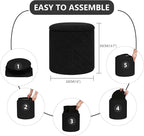 13" Foldable Boucle Round Storage Ottoman,Space-Saving Footrest/Seating/Coffee Table for Small Apartments,Dorms & Bedrooms-Black