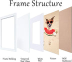 18x24 Picture Frame White Matted to 16x20 Photo, Oak Wooden Frame 18 x 24 photo for Wall, Minimalist Wood Poster Frame18 by 24 with Real Glass 18"x24"Art Frame for Home Decor Gifts