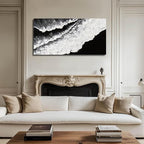 NBAODAN Black and White Wall Decor Sea Canvas Painting Neutral Abstract Wall Picture 24"x48" Artwork for Bedroom Large Wall Art for Living Room Dining Room