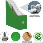 Limitliho Cardboard Magazine Holder for Desk, Book Bins for Classroom Library,Office,Home, 10.6" H x 10.2" L x 3.5" W in file holder (Green, 6 Pack)