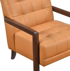 Lexicon Modern Accent Chair, Luxury Genuine Leather Match Living Room Chair with Tufted Cushions, Solid Wood Frame and Arm Rest, Comfy Upholstered Single Seat for Bedroom/Reading/Office, Orange