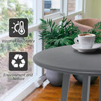 Outdoor Side Table, Weather Resistant Patio Small Outdoor Indoor Round Metal Steel Small Side Table, Waterproof End Table for Garden Balcony Yard, Grey