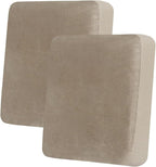 hyha Velvet Couch Cushion Covers, Soft Sofa Seat Covers for sectional 2 Cushion Couch Washable, Magic Sofa Slipcover with Elastic Bottom, Non-Slip Furniture Protector for Pets, Kid(2PC, Taupe)